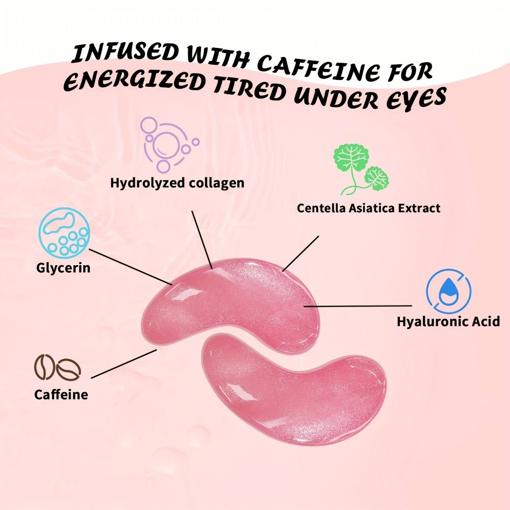 Caffeine Under Eye Patches 25 Pairs – Collagen Gold Eye Mask Reduces Dark Circles Puffiness Eye Bags Fine Lines Anti-Wrinkle Hydrogel Hydrating All Skin Types Spa Skincare Gift 20 Min