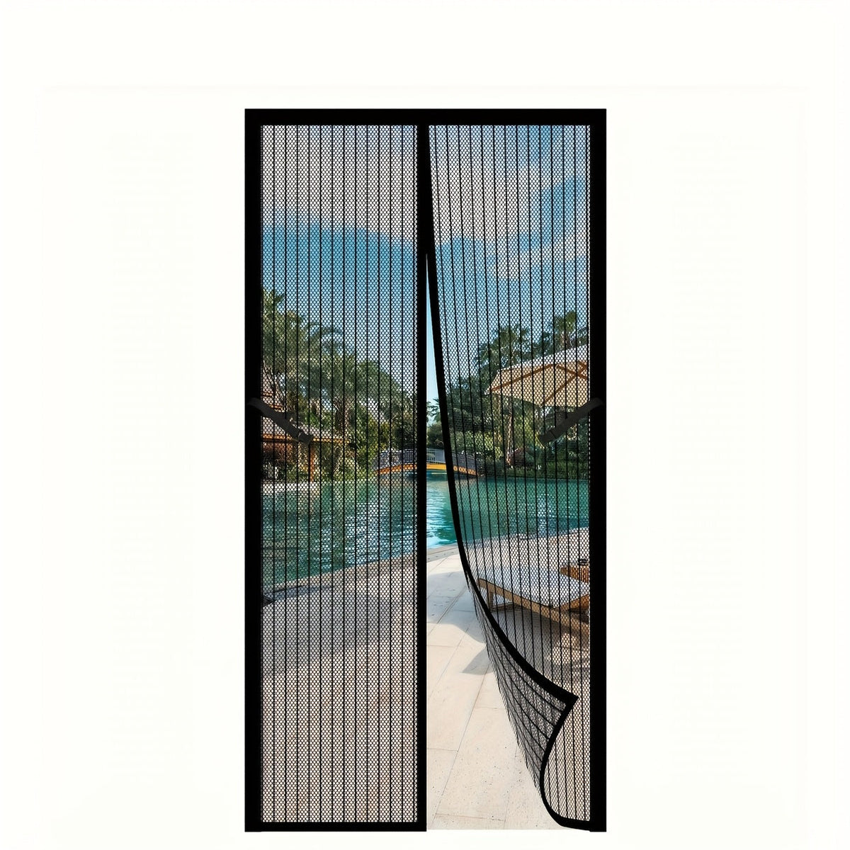 Magnetic Screen Door with Heavy Duty Metal Frame – Self-Closing Mesh Door Curtain, Insect-Proof Bug Screen with Frame Shackle, Easy Install for Indoor & Outdoor Doorways, Pet & Kid Friendly