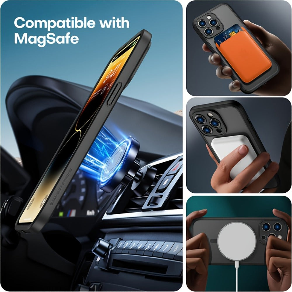MagSafe iPhone Case Magnetic Matte Translucent Drop-Resistant Full Camera Protection Slim Frosted Cover for iPhone 16 Pro Max 16 Pro 16 Plus 16 15 Pro Max 15 Pro 15 Plus 15 14 Pro Max 14 Pro 14 13 12 – Black Grey Blue