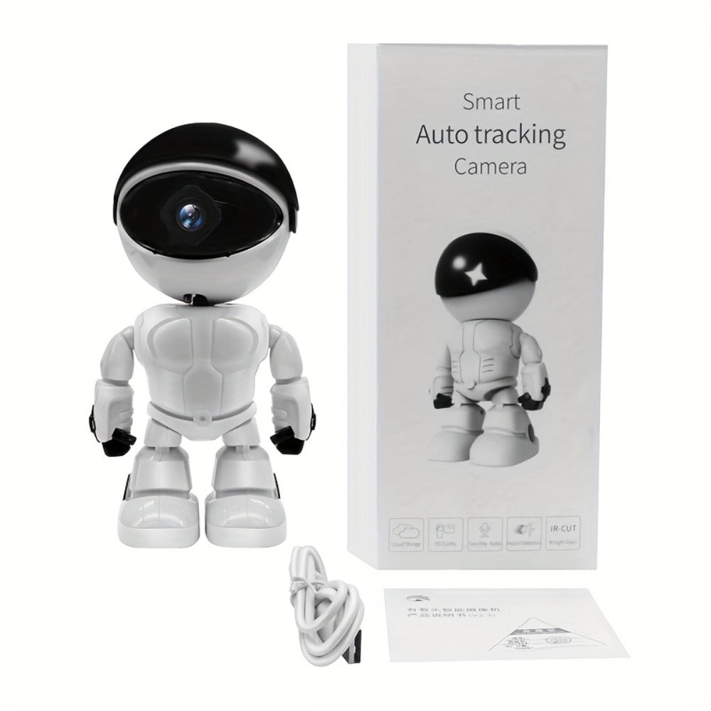 3MP 360° Robot Security Camera Indoor, WiFi Smart Home Camera with Auto Motion Tracking, Two-Way Audio, IR Night Vision, Alexa Compatible, Wireless Surveillance for Baby Pet Elderly Home Monitoring