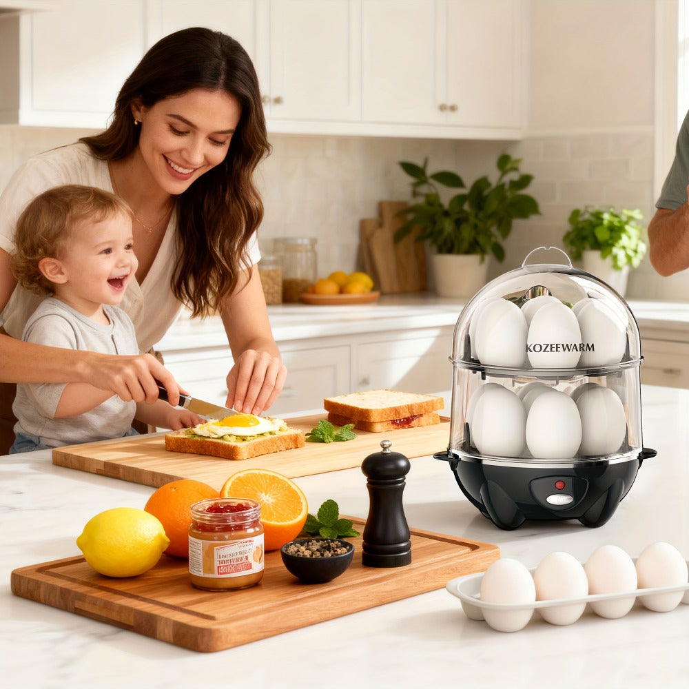 Electric Egg Boiler & Cooker with Auto Shut-Off – Single & Double Layer, Multi-Function for Hard Boiled, Soft Boiled, Scrambled, Omelette, Steamed Vegetables & Dumplings, 4 Colors