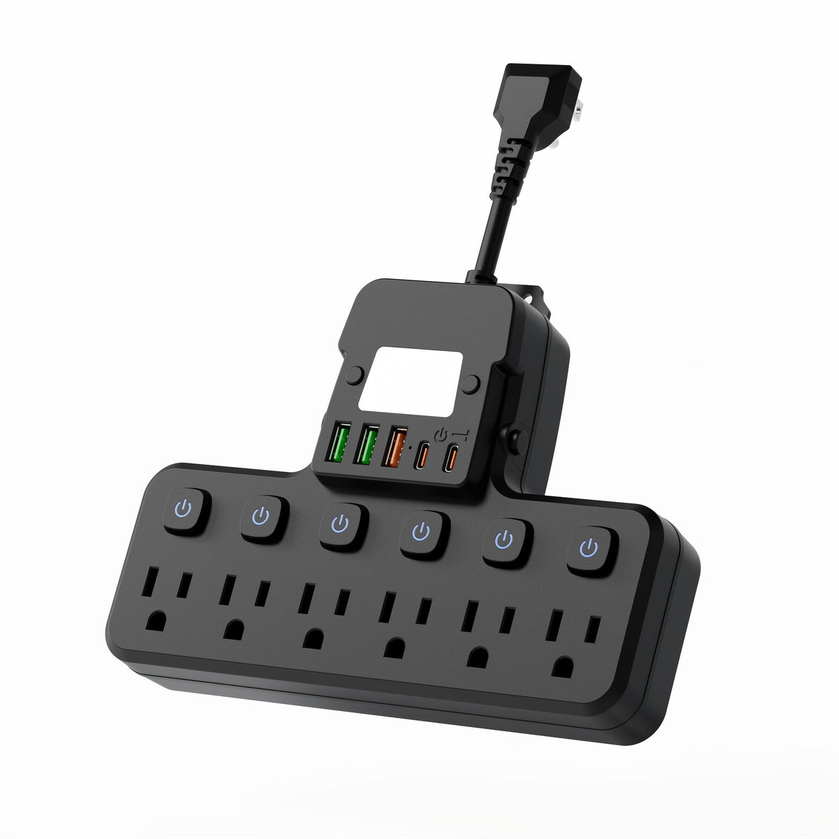 Night Light Wall Outlet Extender 11-in-1 with 6 AC Outlets & 5 USB Ports (3 USB-A & 2 USB-C), Surge Protector Adapter for Home, Travel & Office Use