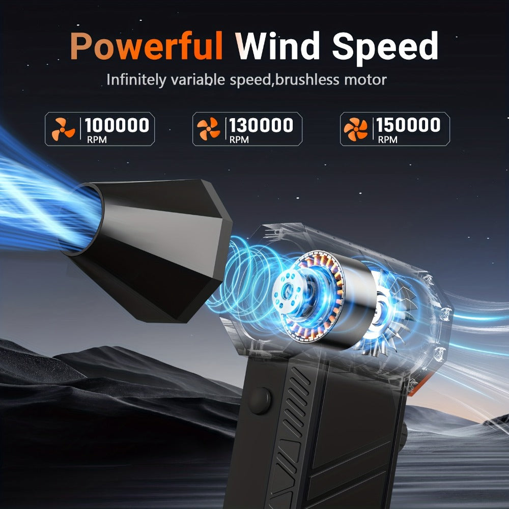 Electric Air Duster 150000RPM Cordless Turbine Blower with 8000mAh Battery & 13kPa Suction – Canned Air Alternative Jet Blower for Keyboard, Computer, Car & Home Cleaning, No Refills Needed