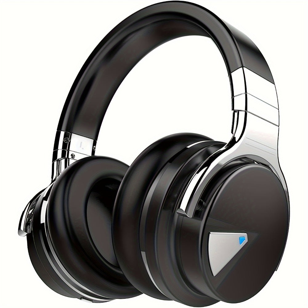 Active Noise Cancelling Over-Ear Headphones MIGHTY ROCK, Wireless Bluetooth 5.2 with 45mm Drivers Deep Bass, 30H Playtime Built-in Mic, Foldable Protein Earpads Headset for Travel Work Study Flight
