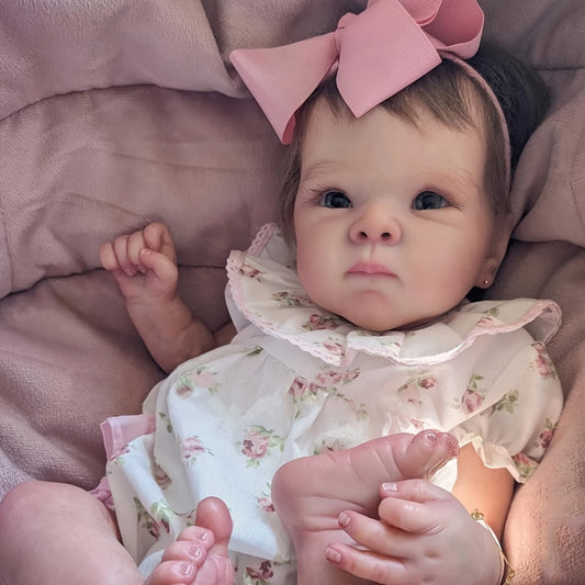 18-Inch Reborn Baby Doll with Hand-Rooted Hair and Soft Cloth Body