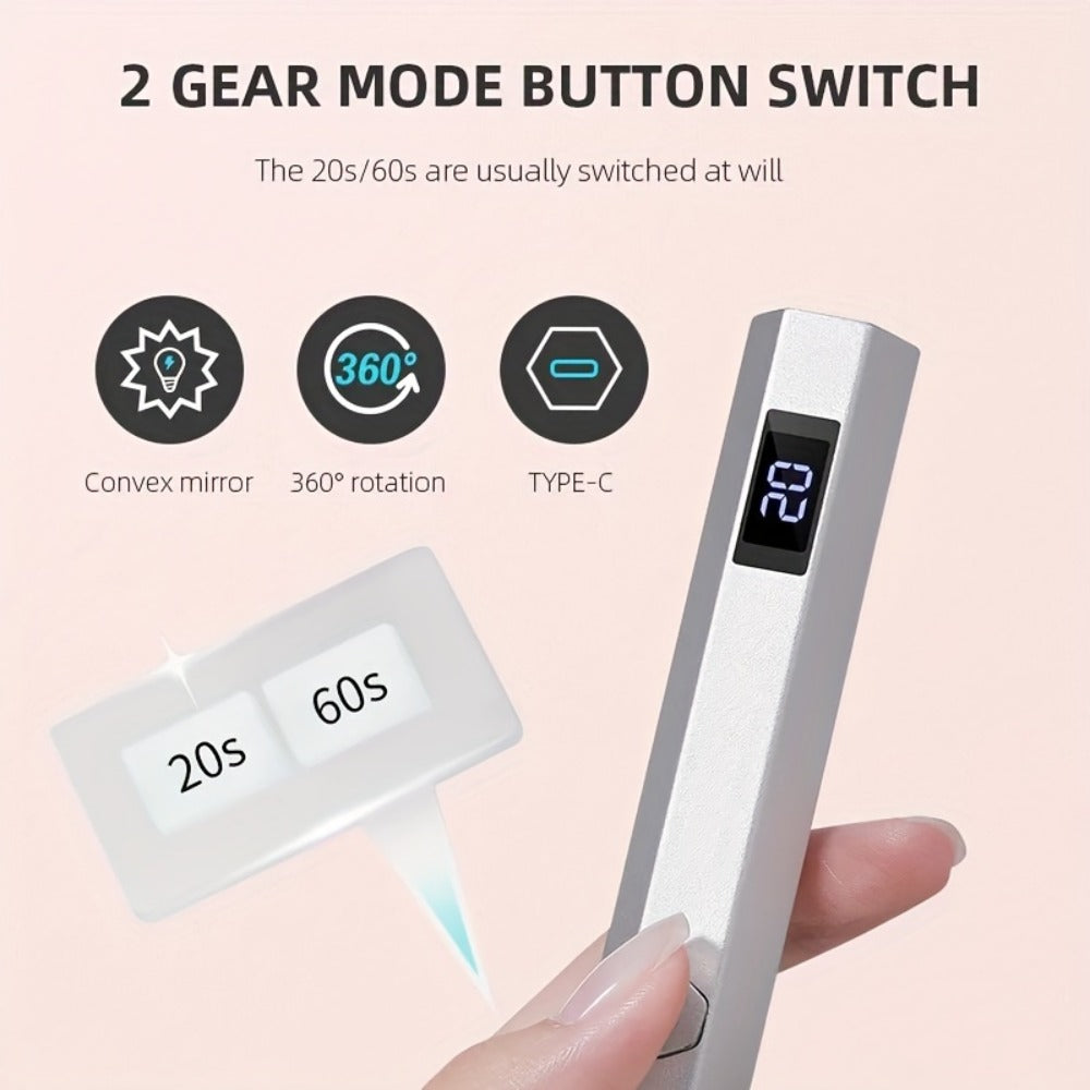 Mini Handheld Nail Dryer LED Lamp USB Powered Fast Dry Gel Polish Curer Portable Small Nail Lamp for Home Salon Travel Manicure DIY Nail Art Black Blue Gray Light Blue