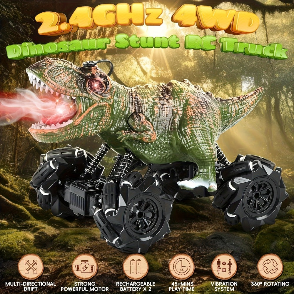 Dinosaur RC Monster Truck with Side Drift, Lights and Sound