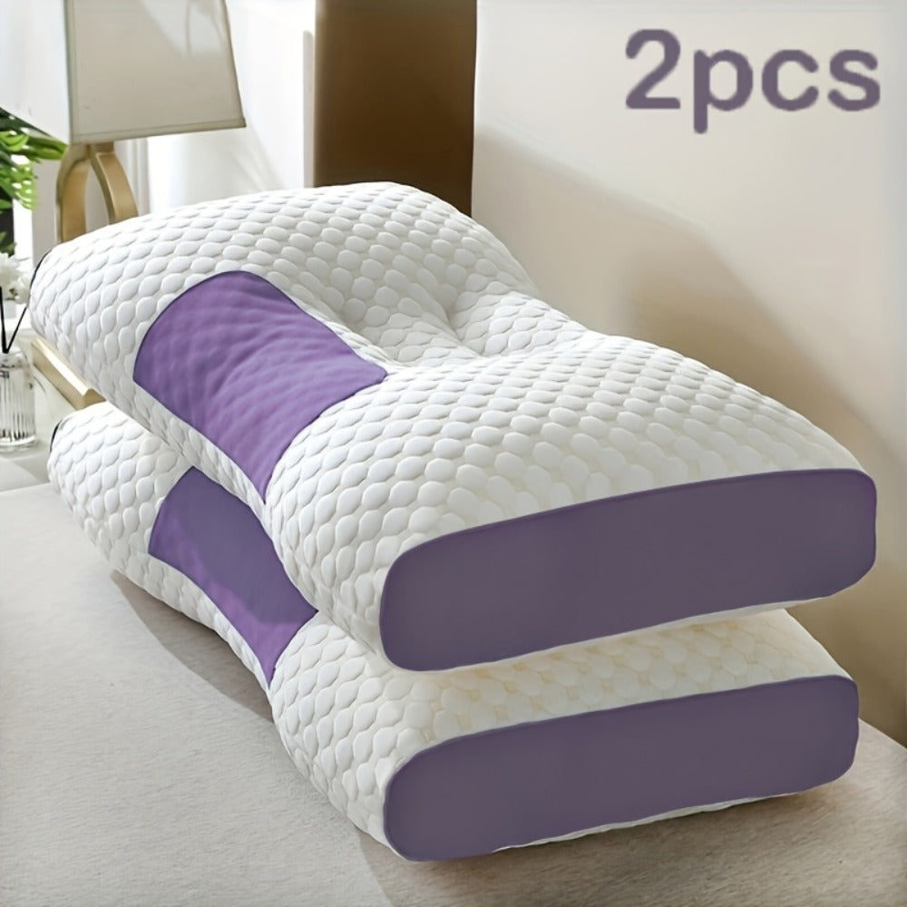 Ergonomic Neck Pillow 2-Pack Adjustable Cervical Support Pillow for Side Back Sleepers Contoured Memory Foam Neck Pillow Travel Home Sleeping