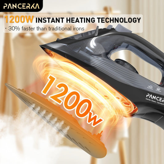 Steam Iron 1200W with Adjustable Thermostat and Non-Stick Soleplate - Black