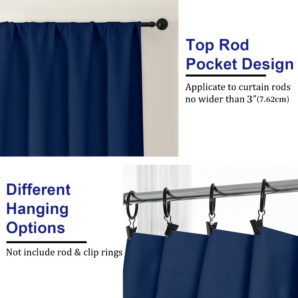 Blackout Curtains 4 Panels Thermal Insulated Room Darkening Drapes – Rod Pocket, Energy Saving, Solid Color for Bedroom & Living Room, 7 Colors & Multiple Sizes