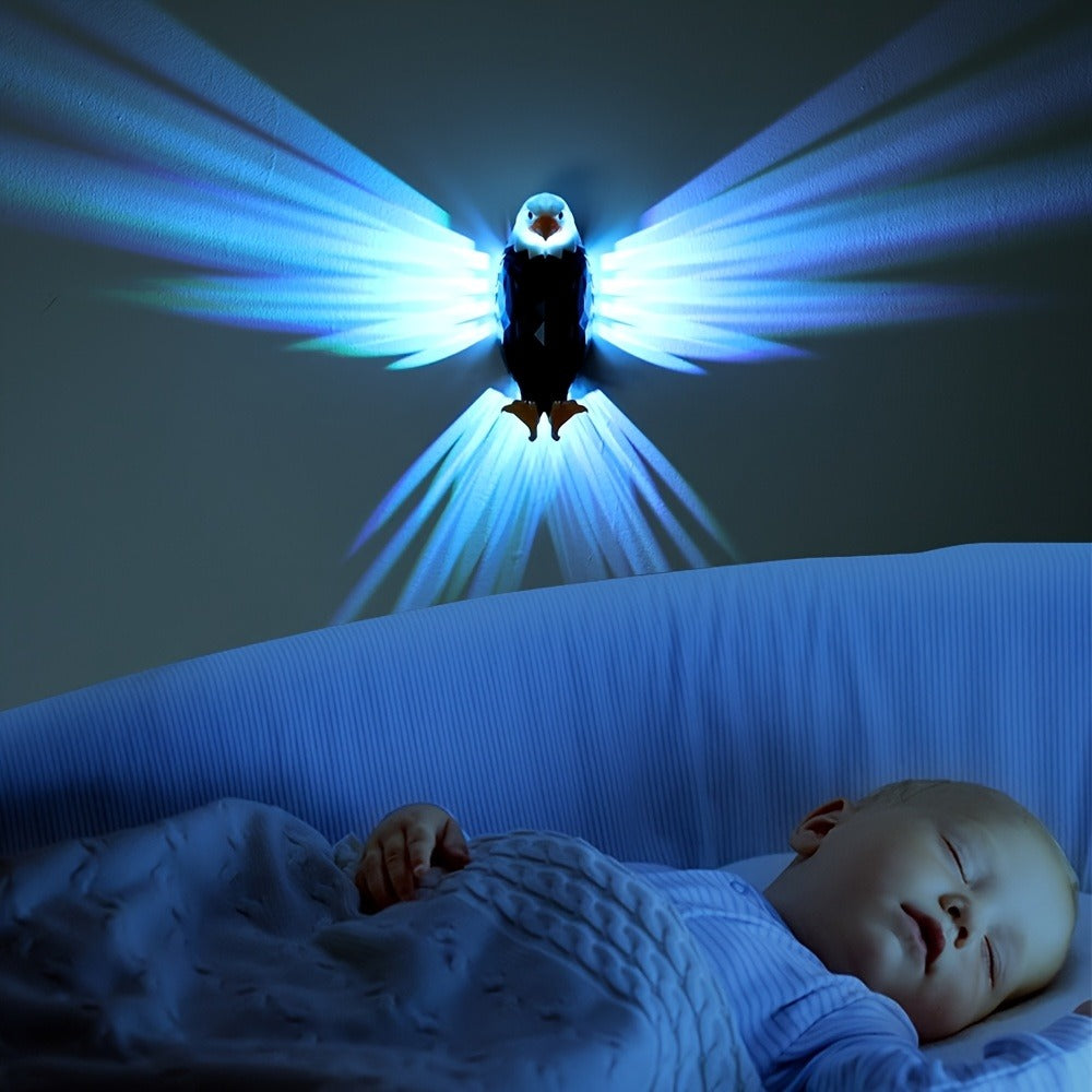Eagle LED Wall Lamp – Colorful Ambient Night Light with Motion Sensor, Rechargeable Battery, Remote Control & Magnetic Wall Mount for Bedroom Living Room Corridor Hallway Decor (Black)