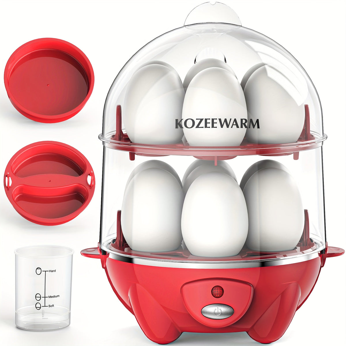 Electric Egg Boiler & Cooker with Auto Shut-Off – Single & Double Layer, Multi-Function for Hard Boiled, Soft Boiled, Scrambled, Omelette, Steamed Vegetables & Dumplings, 4 Colors