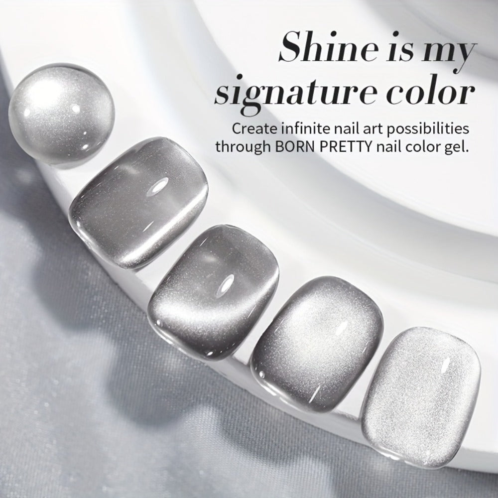 Cat Eye Magnetic Gel Polish Smoky Ash Grey 10ml BORN PRETTY — Semi-Permanent Soak-Off UV LED High Gloss Nail Varnish with Cat Eye Magnet Included, Long-Lasting Salon & Home DIY Nail Art Women