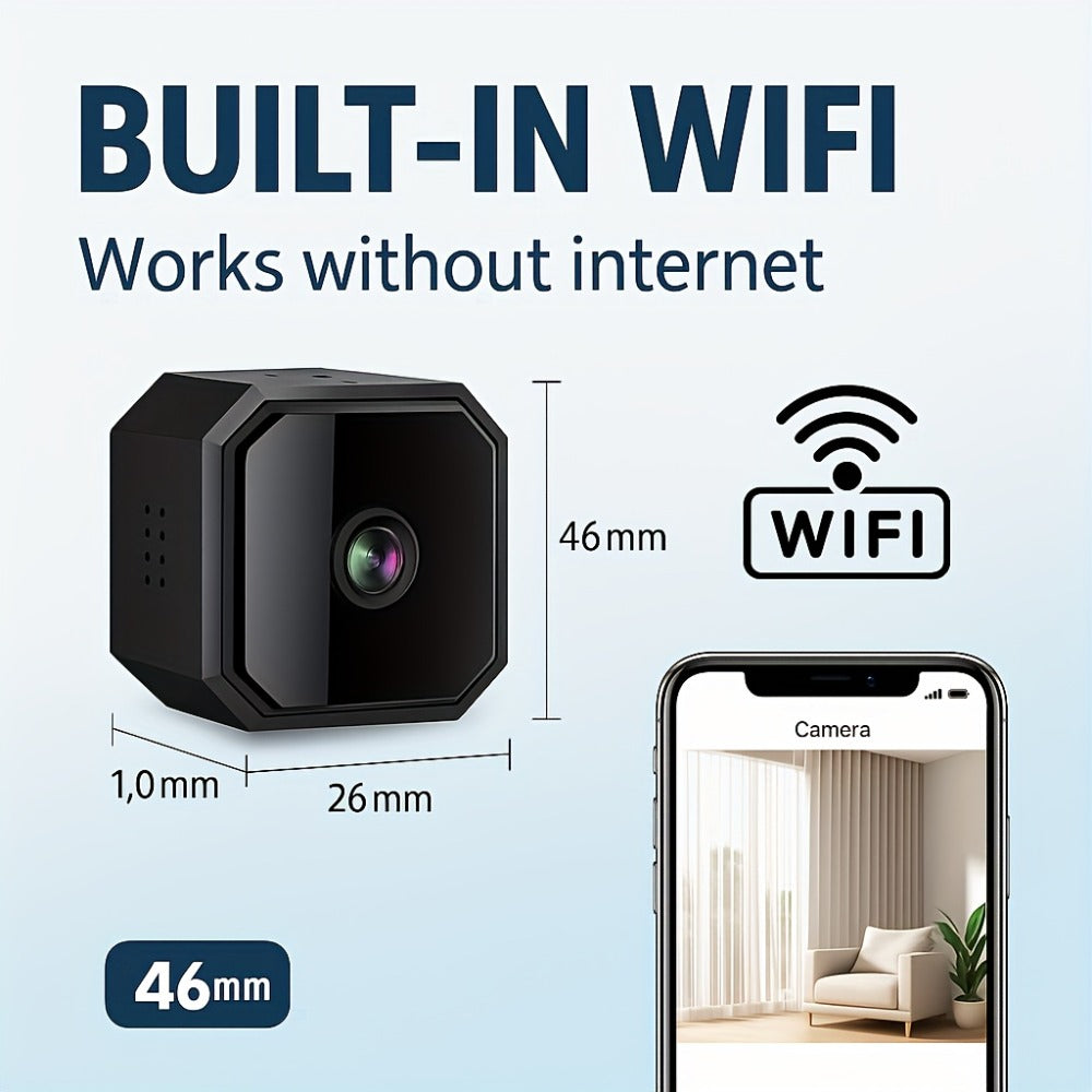 No Internet Security Camera with Color Night Vision, Built-In AP Hotspot WiFi, Two-Way Audio, Motion Detection, Real-Time App Monitoring – Indoor Home Family Baby Pet Camera