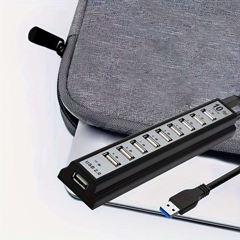 10-Port USB-A Hub with High-Speed Charging & Data Transfer – Plug and Play USB Splitter for MacBook, PC, Laptop, Desktop | 10 Device Simultaneous Connection