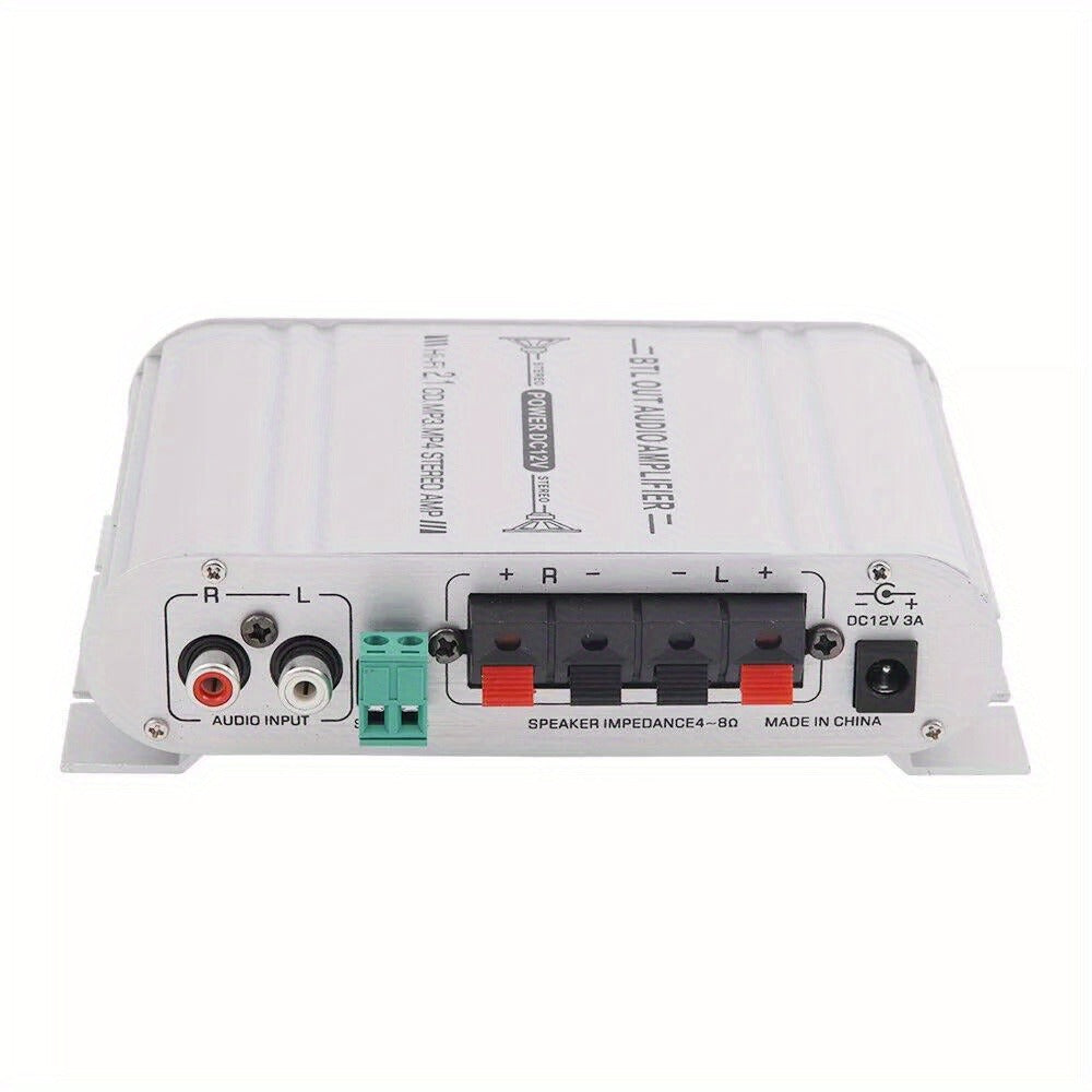 400W Car Audio Amplifier 2.1 Channel 12V Vehicle Sound System Stereo Bass Booster with Aluminum Alloy Housing, Easy Installation for Car Truck SUV Audio Upgrade — Silver