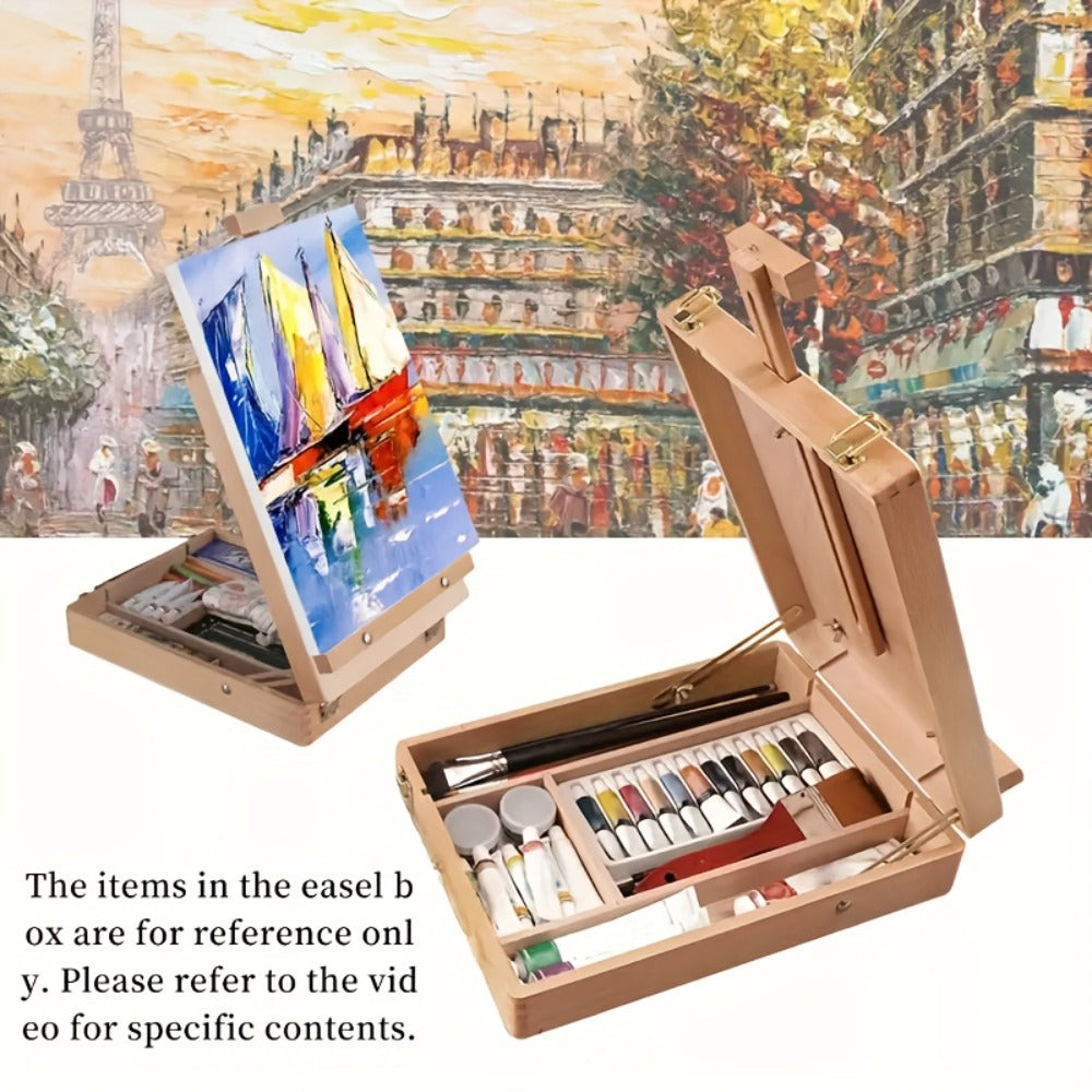 Plein Air Painting Set, 14 Pieces with Portable Sketch Box and Tabletop Easel