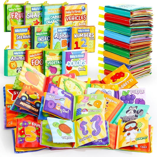 Baby Soft Cloth Books, Set of 12 Crinkle and Touch-and-Feel First Books