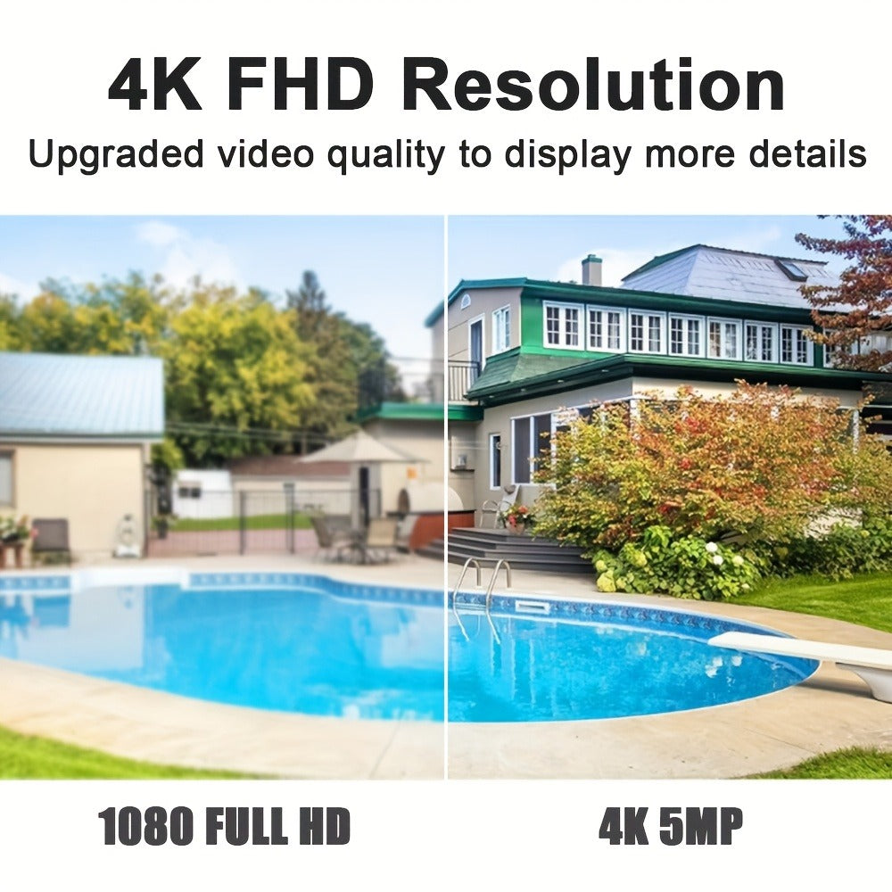 4G LTE Security Camera 4K Wireless No WiFi Needed – Infrared Night Vision, Rechargeable Battery, PIR Human Detection, Two-Way Audio, No Power Plug Required, Works Anywhere with Cell Signal