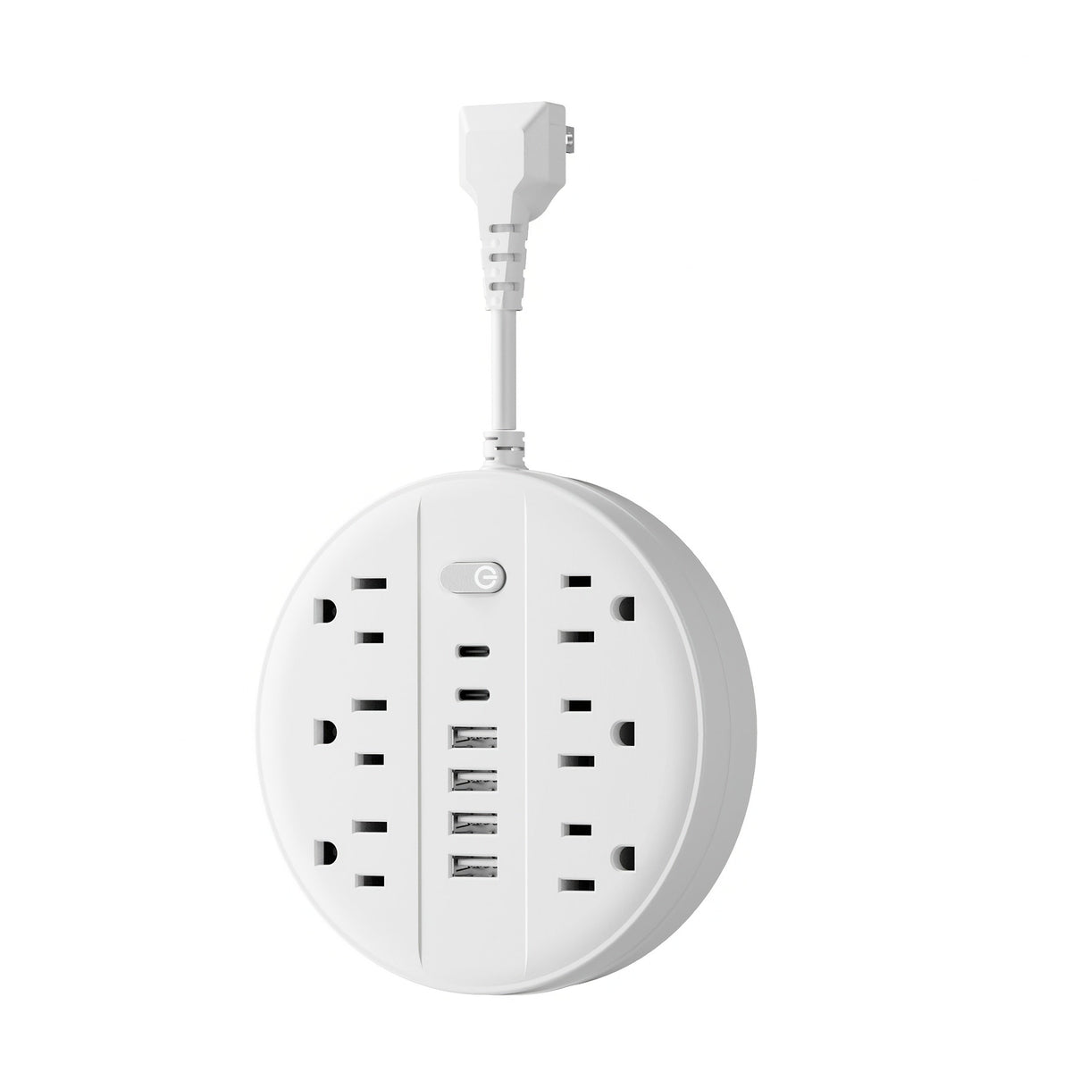 Surge Protector Power Strip 12-in-1 with 6 AC Outlets 4 USB-A 2 USB-C Flat Plug Wall Mount Overload Protection Desk Charging Station for Home Office Travel