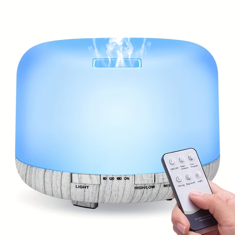 Essential Oil Diffuser 500ml 7-Color Ambient Light Timer Auto Shut-Off USB Ultrasonic Aroma Diffuser for Large Room Home Office Bedroom Wood Grain Humidifier