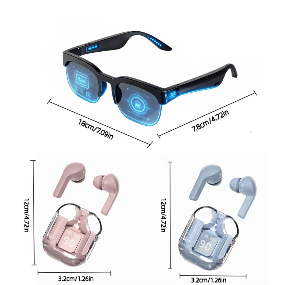 Smart Sunglasses with HiFi Speakers & AI Real-Time Translation – Built-In Mic, Hands-Free Calling, Wireless Music, Fashion Headphone Bundle, Trendy Wearable Tech for Travel Music Lovers 2026