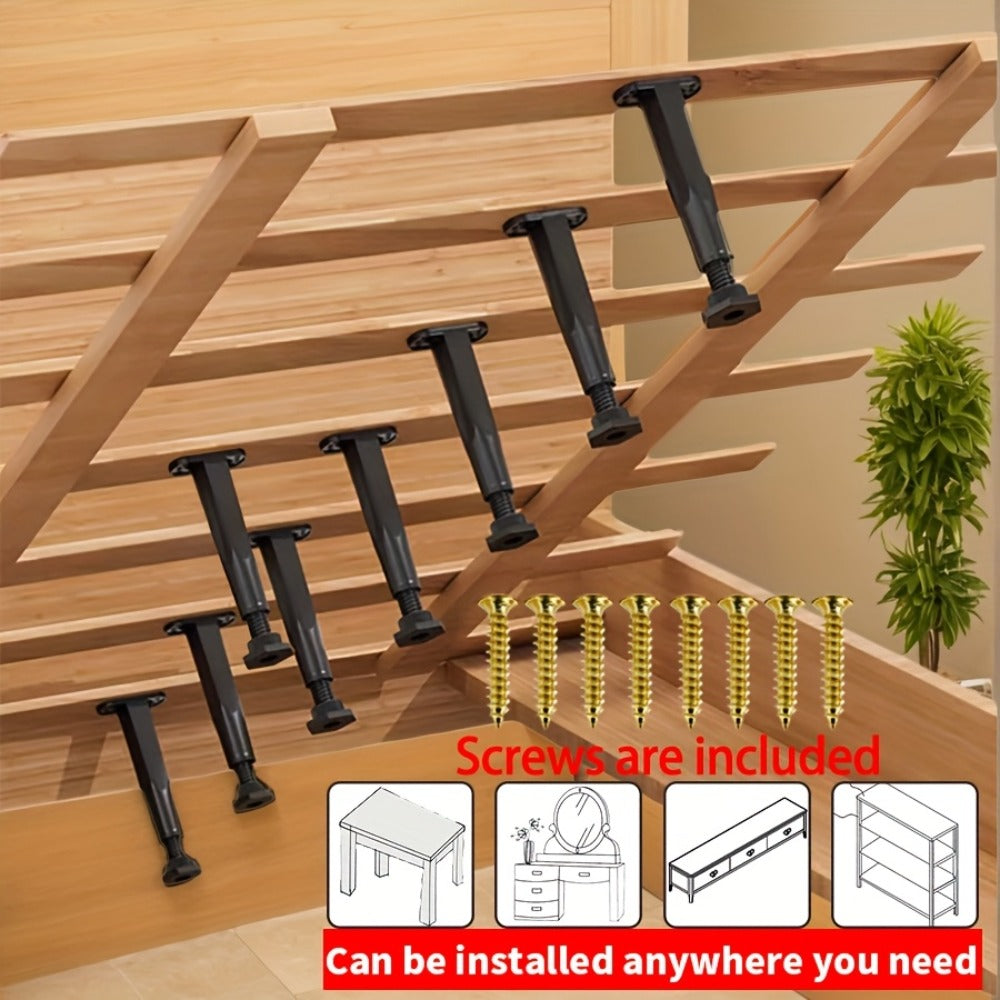 Adjustable Furniture Legs Heavy Duty Bed Frame Support 4-Pack – Durable Plastic Feet Pads with Enhanced Grip Base for Bed Sofa Dresser, Height 5.31"-11.02"