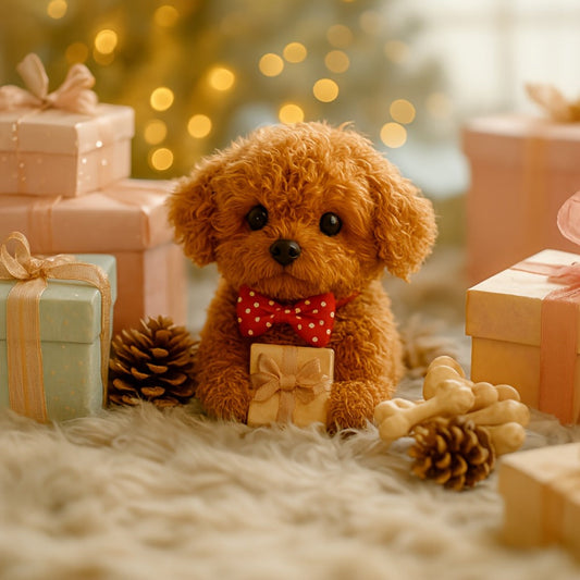 Electronic Plush Puppy Toy — Walks, Barks, and Wags Tail, Teddy Poodle in Gift Box