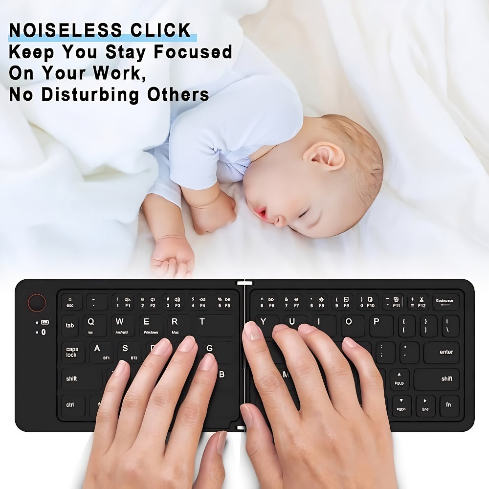 7.3mm Ultra-Slim Magnetic Wireless Keyboard Rechargeable Foldable Compact Bluetooth Keyboard with Media Hotkeys for Computer Desktop PC Laptop Smart TV iOS Android Windows