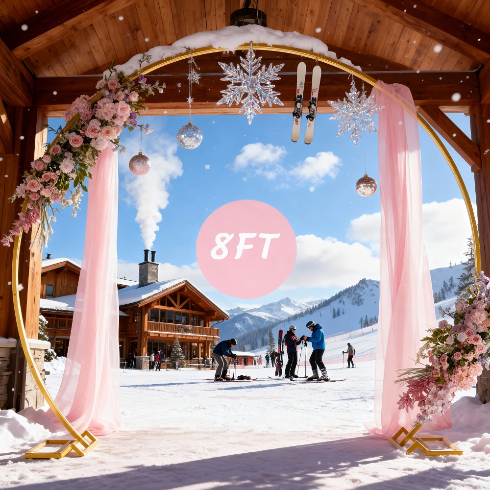 Balloon Arch Stand 8FT Round & Square Background Frame Reusable Event Decoration for Wedding Birthday Valentine's Day Party Christmas Garden Backdrop Photo Booth Decor