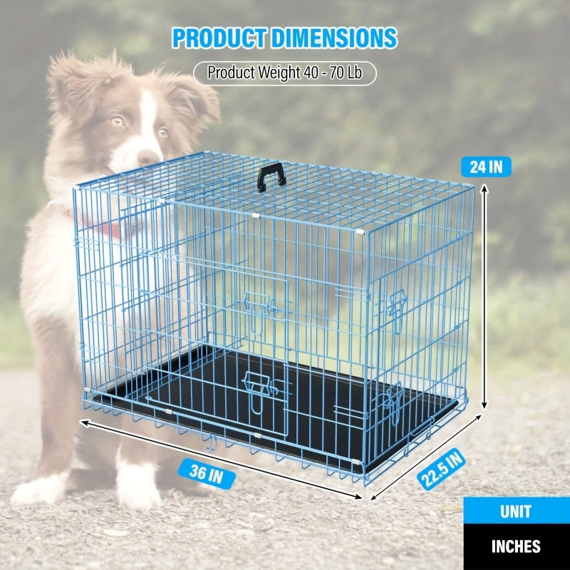Dog Crate Foldable Metal Wire Dog Cage with Divider Panel & Leak-Proof Tray – Indoor Outdoor Dog Kennel for Small Medium Dogs, Rabbits & Small Animals, Multiple Sizes & Colors