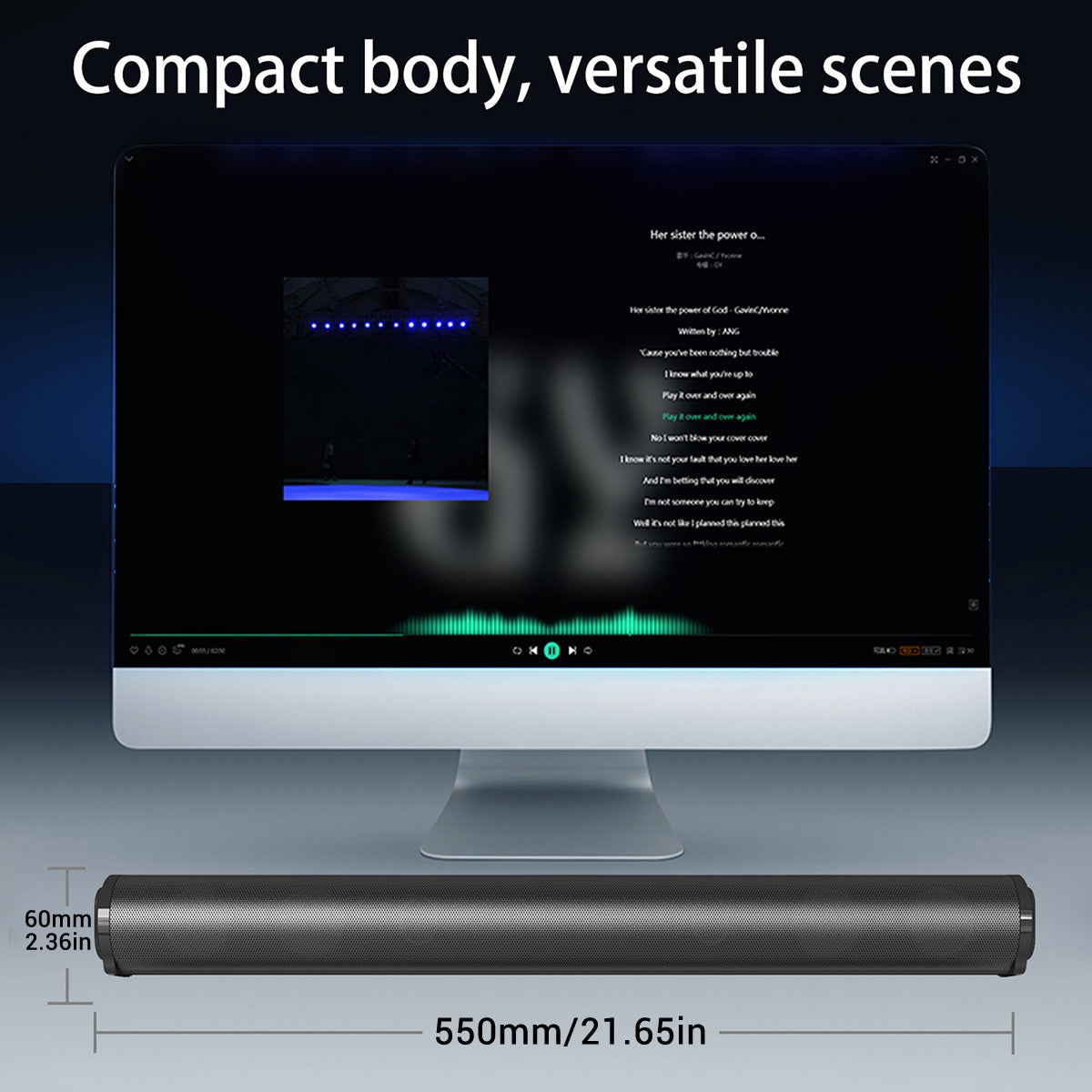TV Soundbar Surround Sound System – Separable All-in-One Home Theater with 4x5W Magnetic Speakers, Echo Tube, Wireless & AUX Connection, TWS Pairing, Compatible with PC, Gaming & Projectors, Black