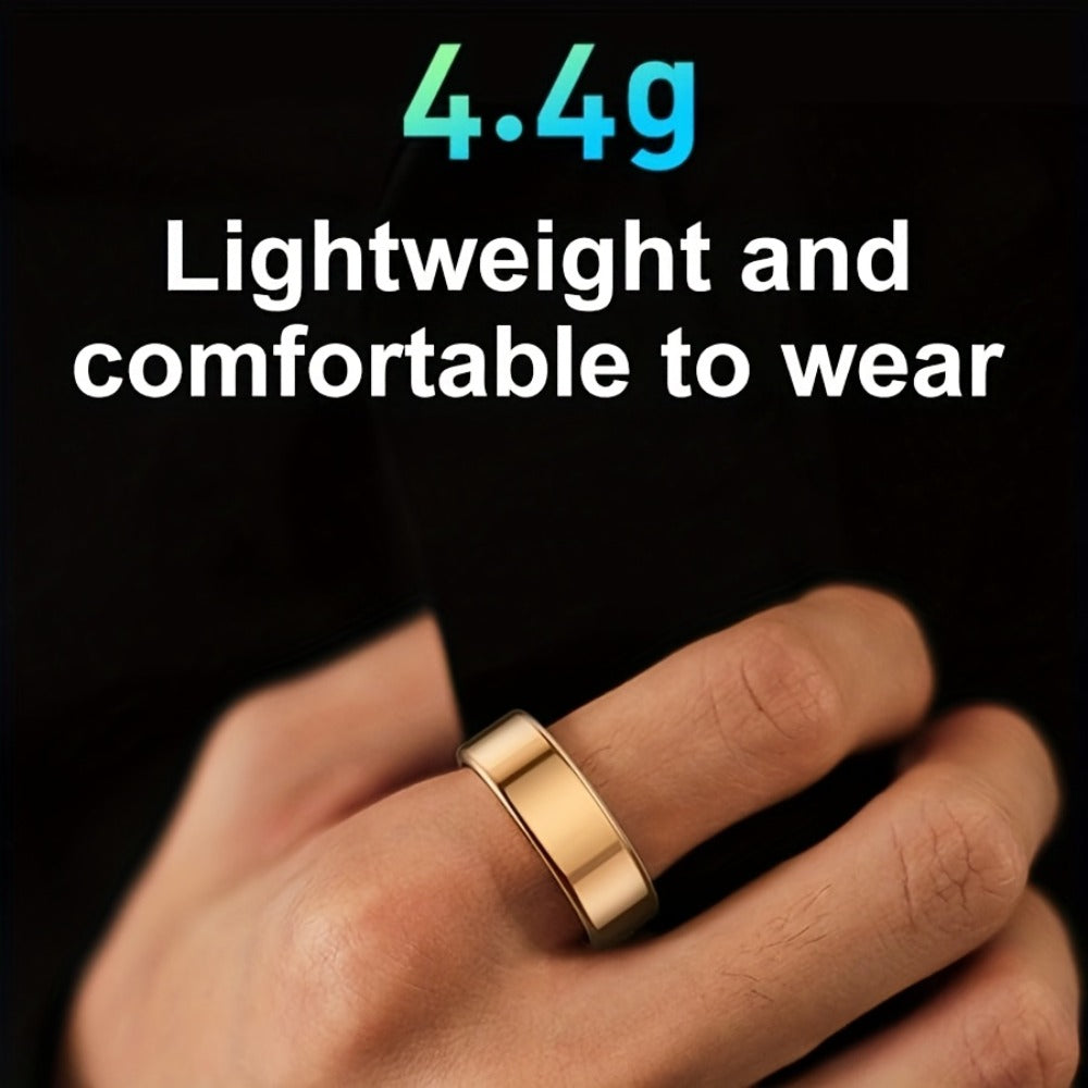 Smart Ring Health & Fitness Tracker Titanium – IP68 Waterproof, Sleep Heart Rate Step Calorie Stress Monitor, BLE 5.3 Magnetic Charging, Android iOS Compatible | Men Women Gift | Black Silver