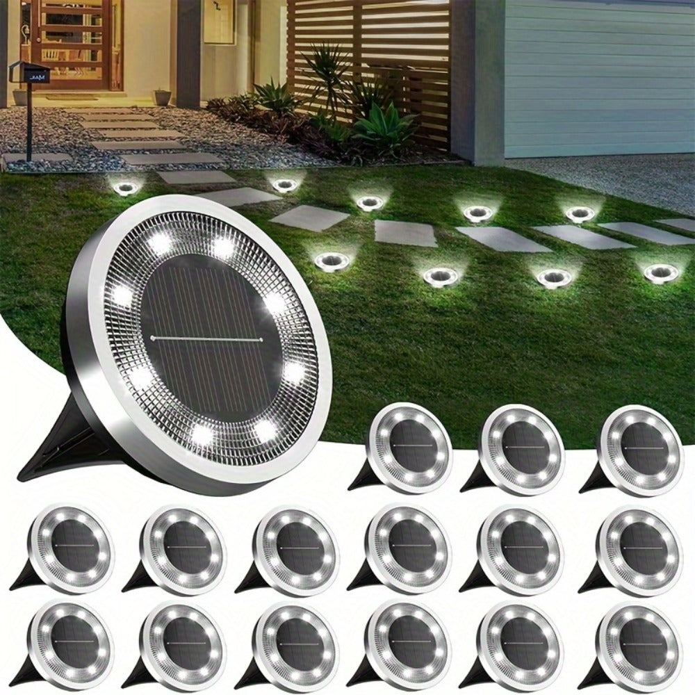 Solar Ground Lights Outdoor 8-Pack 8LED Dimmable Touch Control Waterproof Solar Garden Decorative Lights for Yard Lawn Pathway Park Vegetable Garden Landscape Lighting - Warm & Cool White