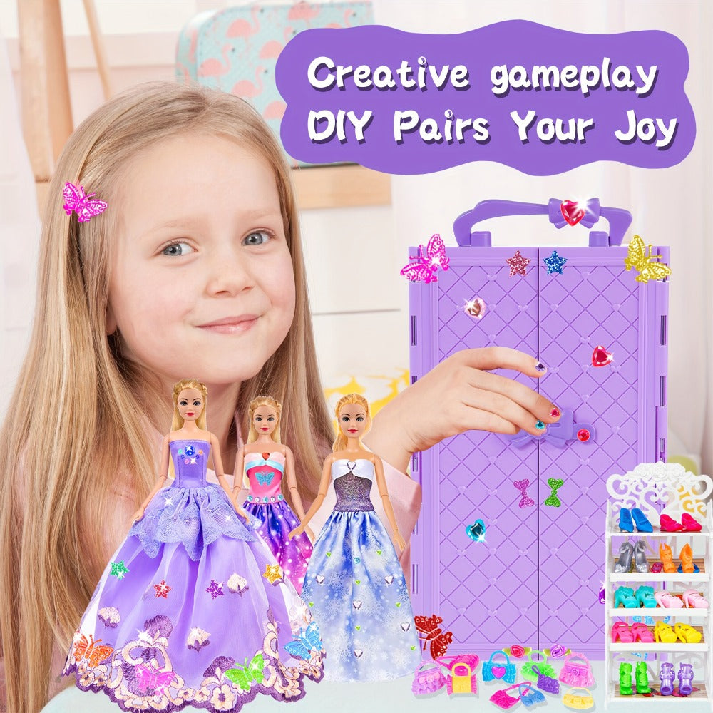 Doll Closet Playset with Clothes & Accessories for 11.5-Inch Fashion Dolls