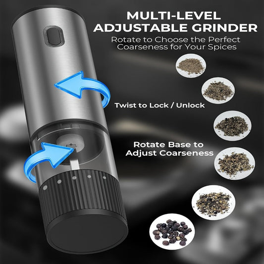 Electric Pepper Grinder with USB-C Charging & 5 Coarseness Settings