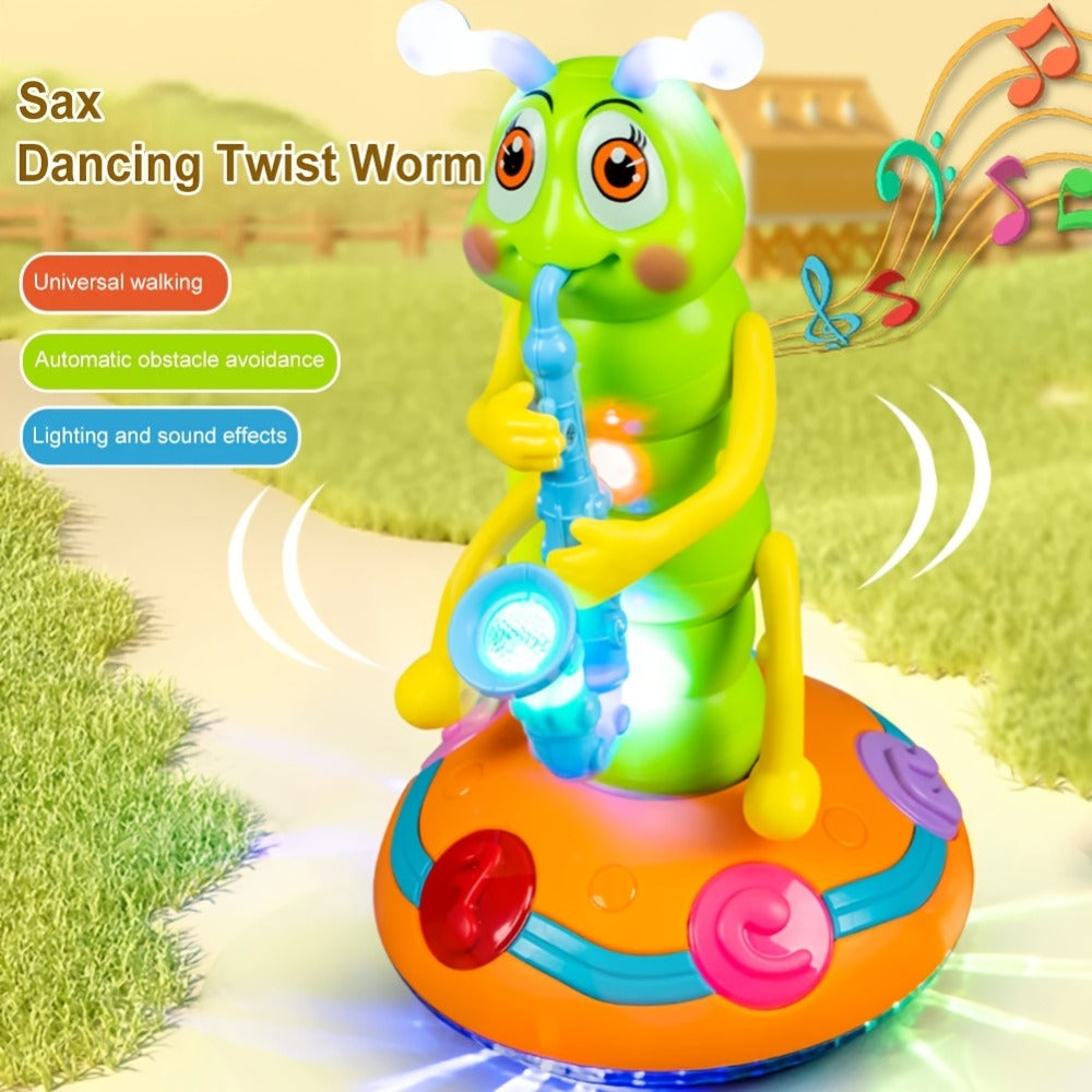 Caterpillar Saxophone Toy for Kids with LED Lights & Music - Electric Musical Instrument for Toddlers, Baby Sensory Play, Interactive Dancing Toy - Boys & Girls Birthday Christmas Gift