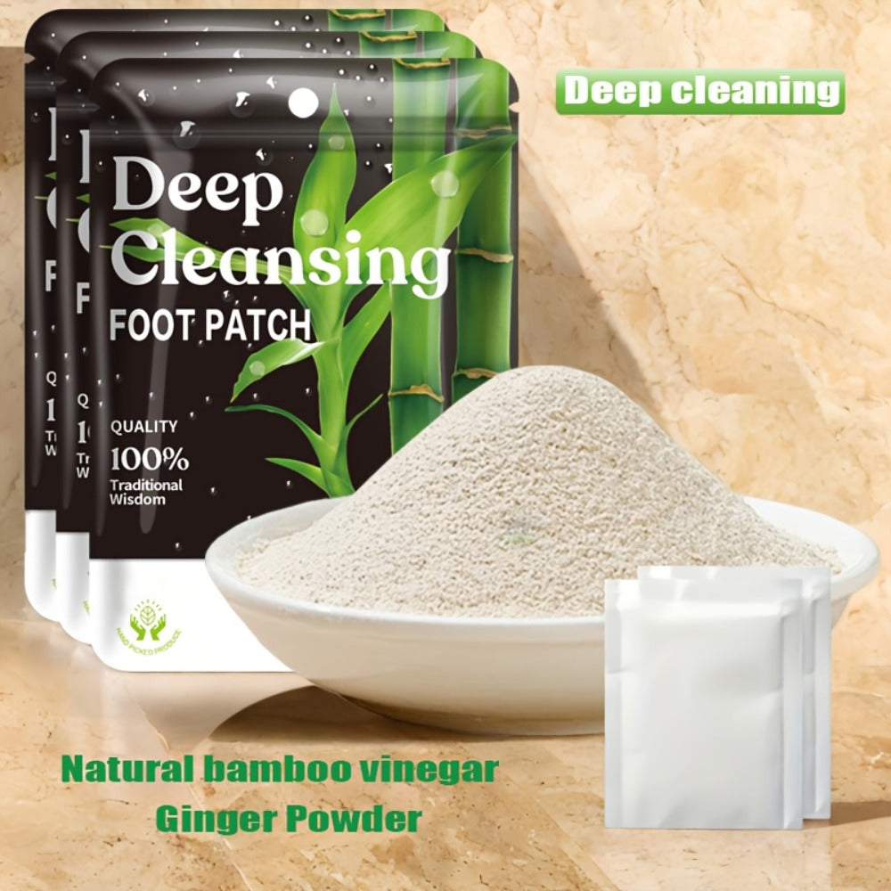 Detox Foot Patches with Bamboo Vinegar Ginger & Lavender — Natural Plant Formula Deep Cleansing Overnight Foot Pads, Moisturizing Soothing Foot Care for Tired Aching Feet, Home Spa Wellness Gift