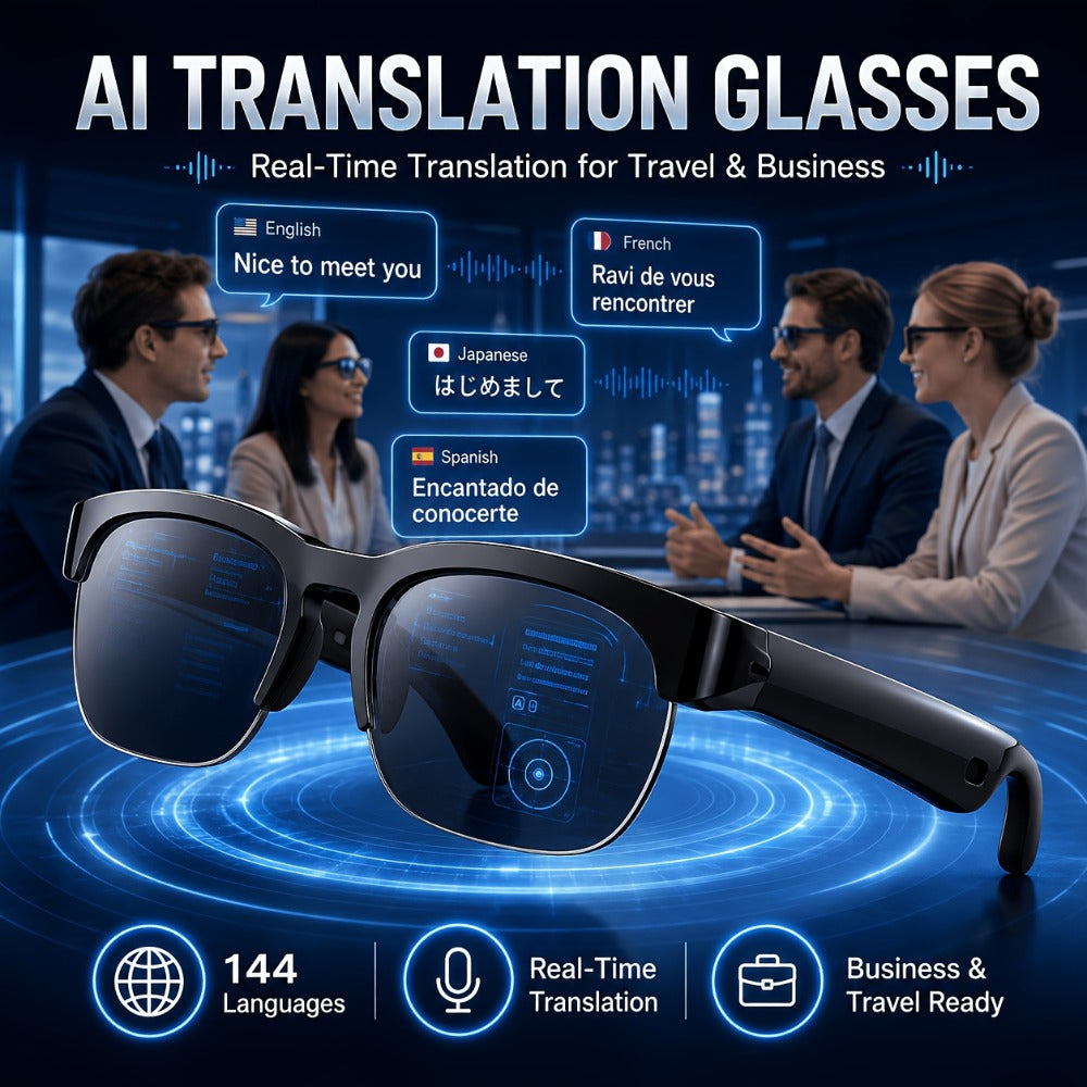 Open Ear Audio Glasses Gift Set with Case - AI Translation, Bluetooth Calling & Wireless Music, Built-in Mic, Hands-Free, Smart Fashion Glasses for Travel Driving Outdoor Business 2026