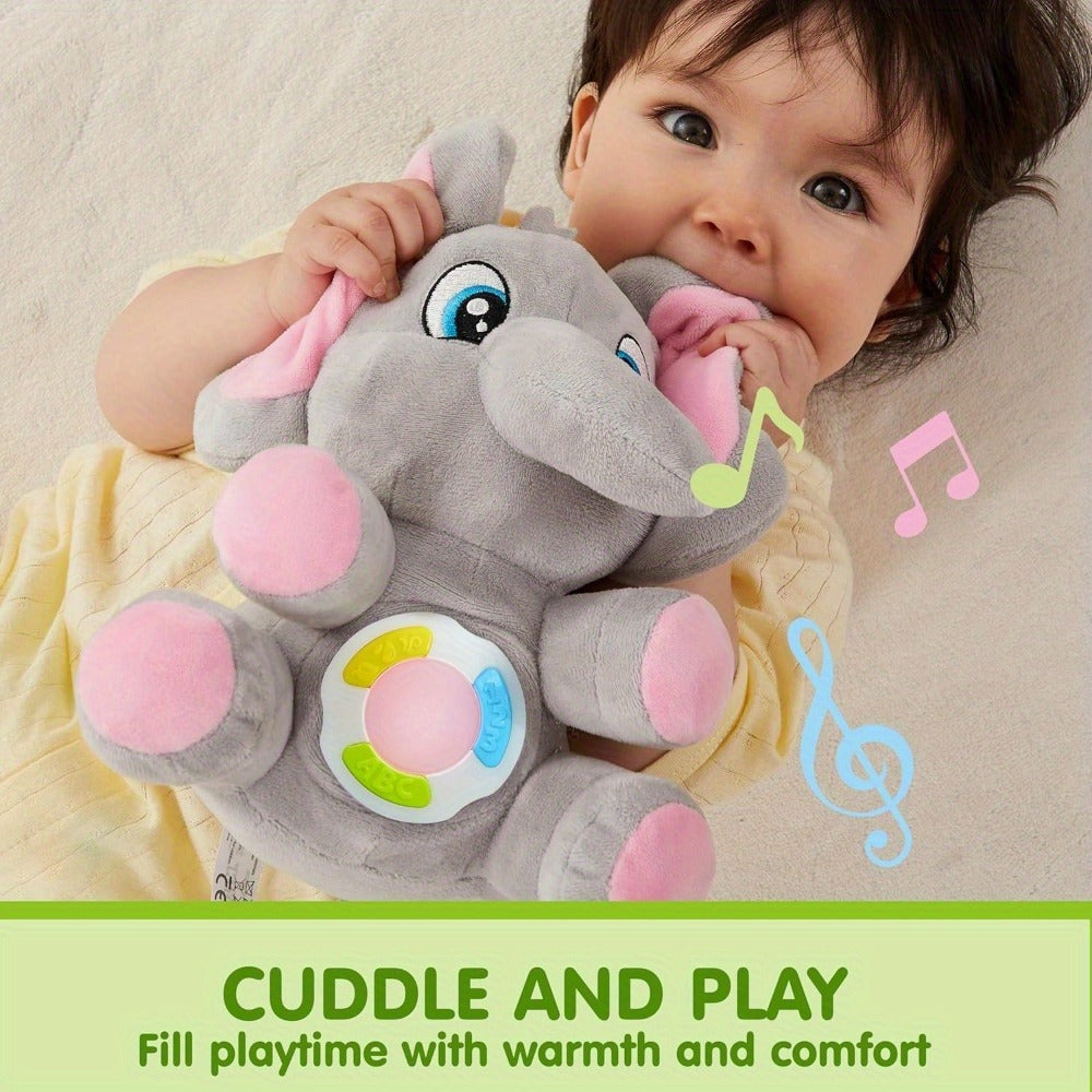 Plush Musical Elephant Baby Toy with Music & Lights – Soft Stuffed Animal Sensory Toy for Infants 6+ Months, Cuddly Light Up Elephant Comfort Toy, Christmas & Birthday Gift for Baby Boys & Girls