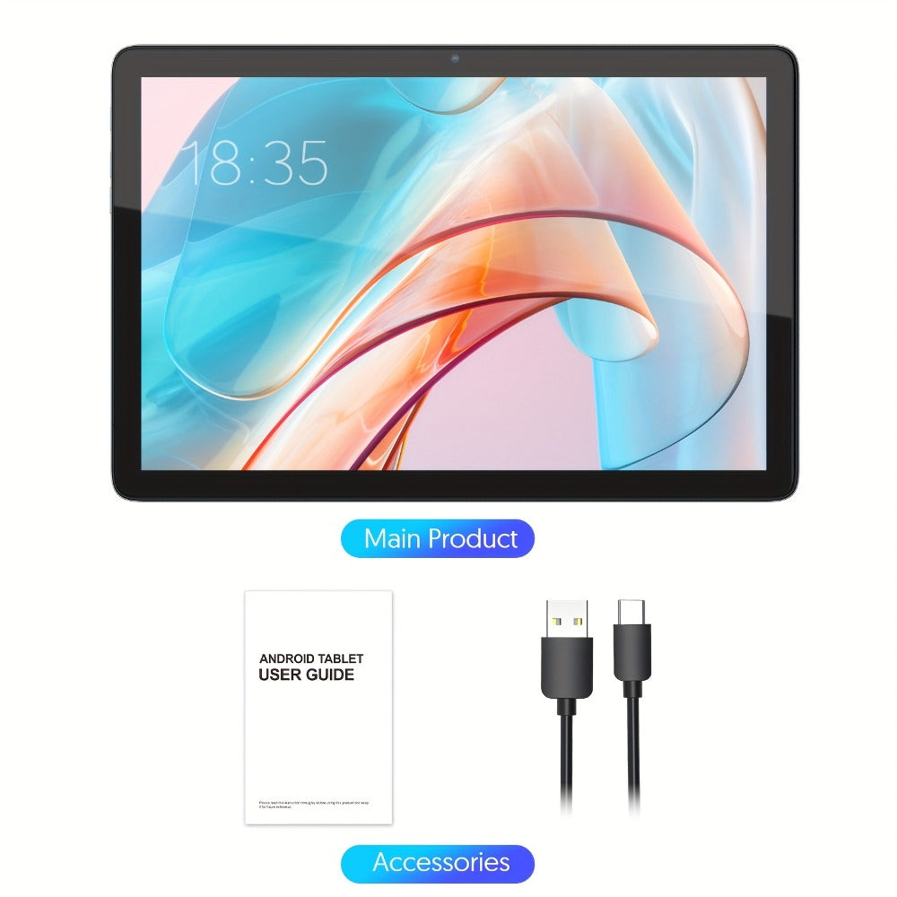 128GB Tablet Android 14 10 Inch 11 Inch 8GB RAM 8000mAh Battery Octa-Core WiFi 6 1TB Expandable 8MP Dual Camera FHD IPS Display Optional Keyboard Set – Grey & Green