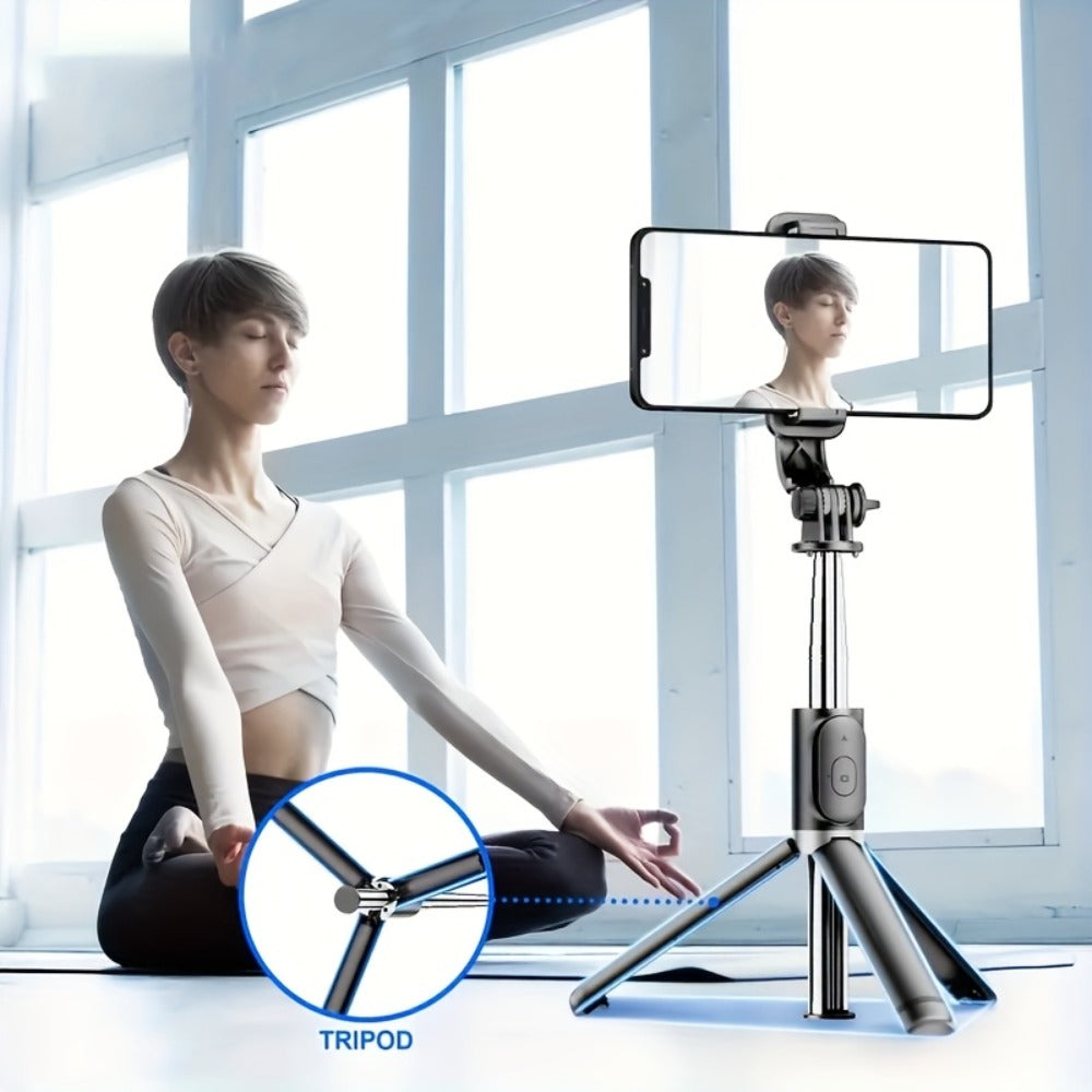 Portable Selfie Stick Tripod 40 Inch Floor Stand with Wireless Remote & Anti-Shake Base – Extendable Compact Phone Tripod for Travel Vlogging, TikTok Live, Outdoor Filming, iPhone & Android