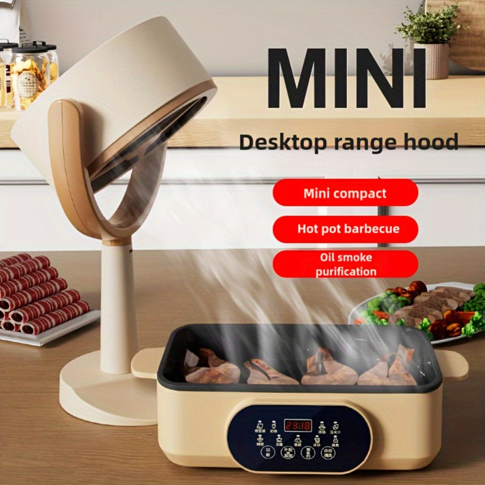 Oil Smoke Extractor Fan Portable Mini USB Rechargeable | Foldable Grease Catcher Smoke Absorber for BBQ Hot Pot Teppanyaki Indoor Kitchen Camping Outdoor Cooking | High Suction Easy Clean | White