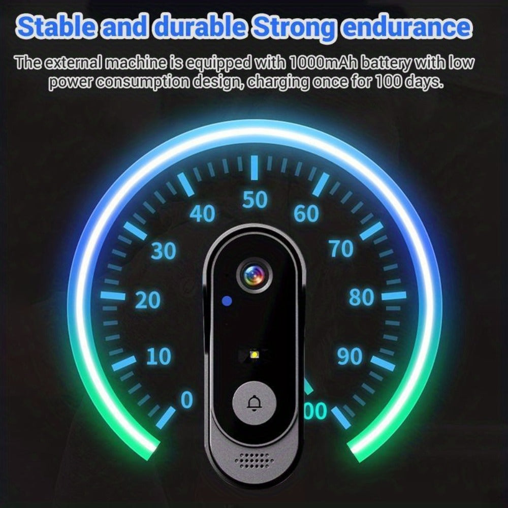Wireless Doorbell with Monitor No WiFi No Subscription – 4.3" Screen, Two-Way Talk, Night Vision, 365-Day Standby, IP66 Waterproof, 128GB Auto Recording, No App No Monthly Fee