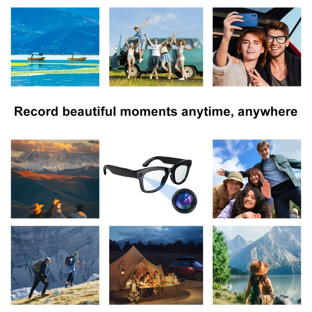 AI Voice Control Camera Glasses 8MP Ultra-Wide HD 1080P – Bluetooth 5.4, WiFi, Immersive Audio, Blue Light Blocking, 4H Playtime, Sunglasses & Clear Lens for Men Women