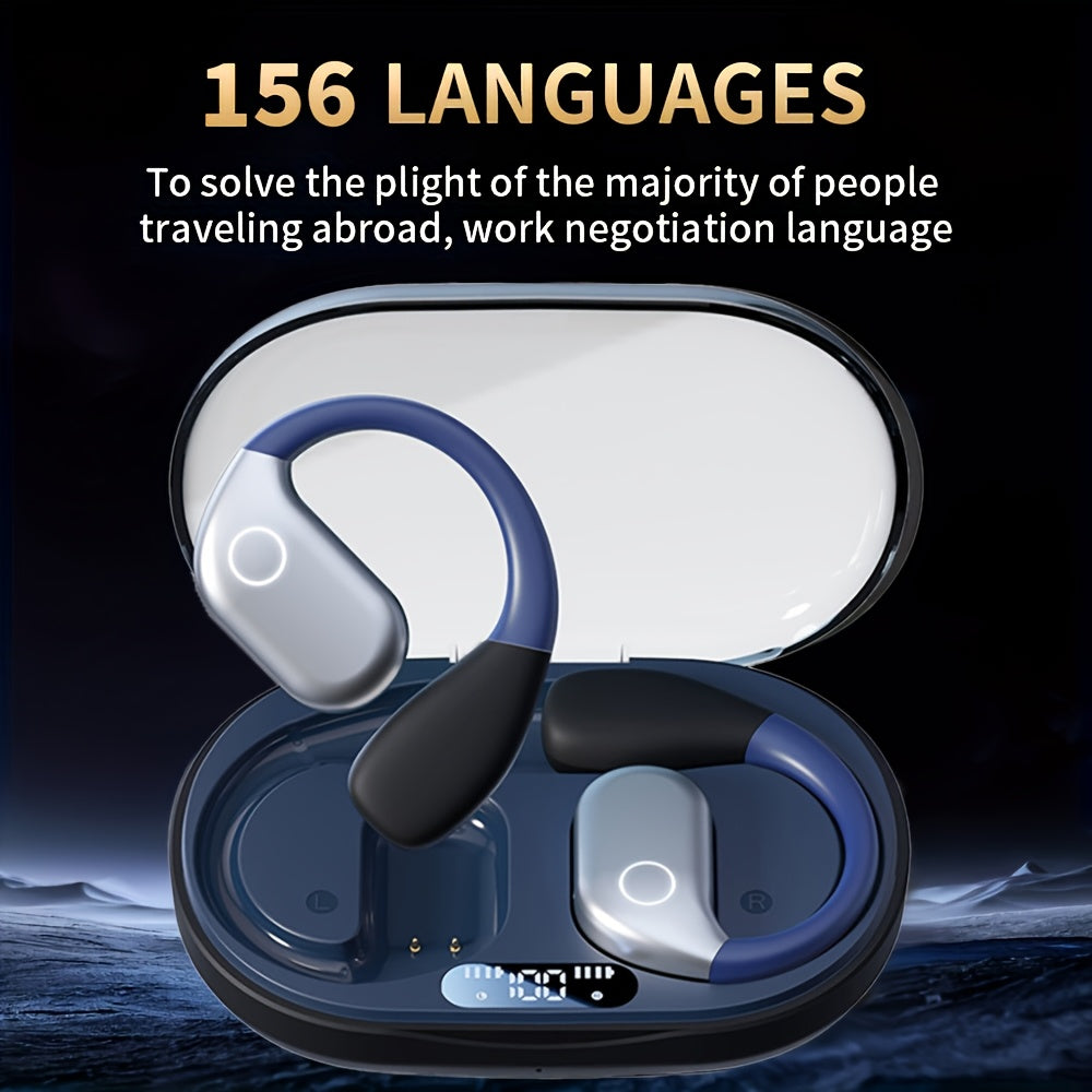 Bone Conduction AI Translation Earphones 156 Languages 3-in-1 Real-Time Wireless Headphones for Travel Business Learning Black Beige Dark Blue Green