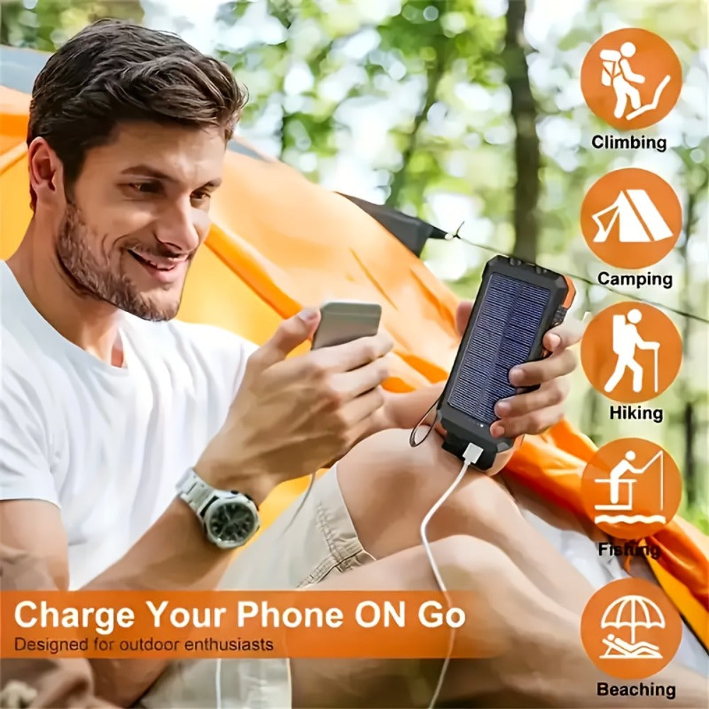 2-Pack Solar Power Bank 20000mAh 40000mAh Portable Dual USB Fast Charging with Built-In LED Flashlight - Emergency Solar Charger for Hiking Camping Outdoor Survival, Compatible with iPhone Android Samsung