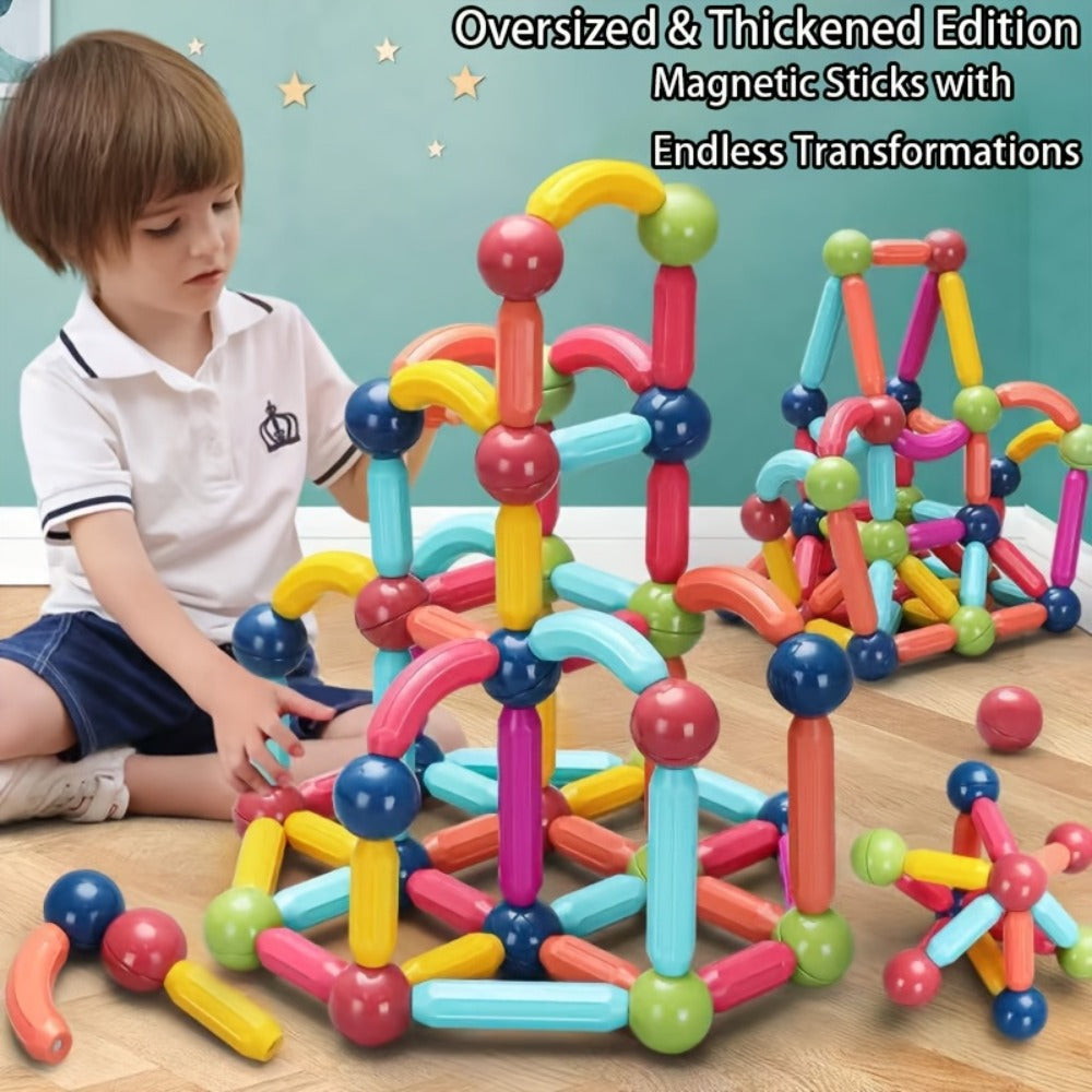 Magnetic Building Sticks Set, 62 Pcs 3D Magnetic Sticks and Balls for Kids Ages 3+