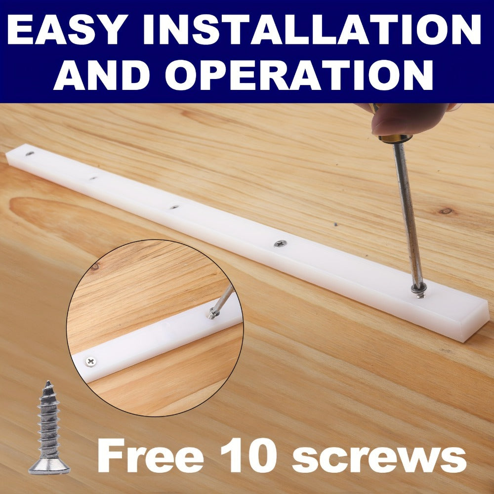 UHMW Miter Bar for Table Saw Crosscut Sled – 3/4" x 3/8" x 17" Predrilled T-Slot Track with 10 Screws for Jigs Fixtures & Miter Slots, Smooth Low-Friction Glide