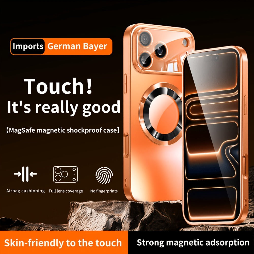 MagSafe iPhone Case Matte Titanium with Built-In Glass Lens Protector for iPhone 17 Pro Max Air 16 15 14 Series – Shockproof Luxury Magnetic Wireless Charging Cover